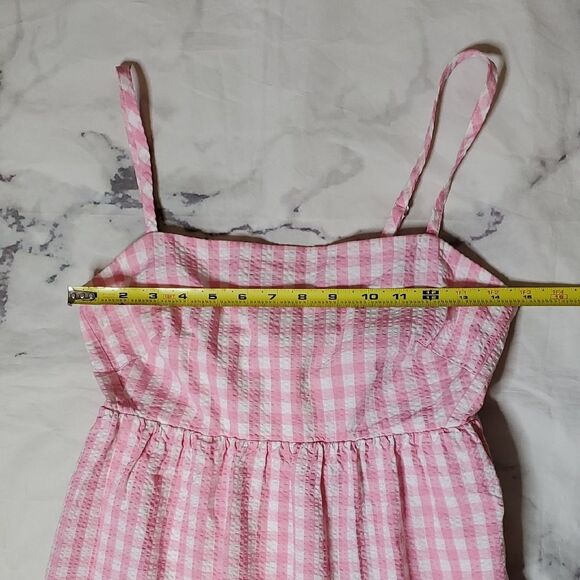 J. Crew Pink and White Gingham Midi Dress - Picture 4 of 7